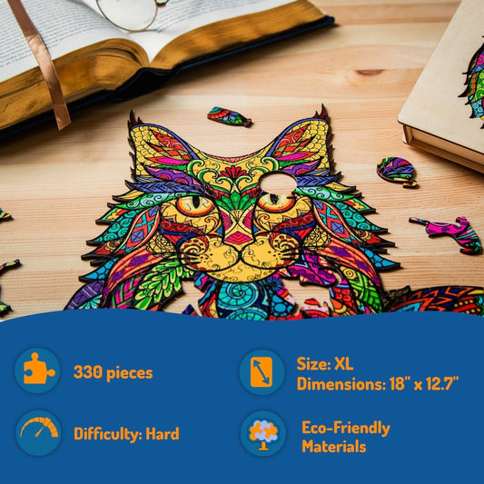 Cat Wooden Jigsaw Puzzles for Adults XL 330 Piece (46x32cm) ā Cat Wood Jigsaw Puzzle for Adults by The Puzzled Tree