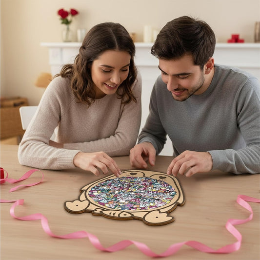 Penguin Wooden Puzzle, Cute Penguins Jigsaw Puzzle for Adults, Penguin Lover Gift, Romantic Couple Puzzle, Challenging Family Game,