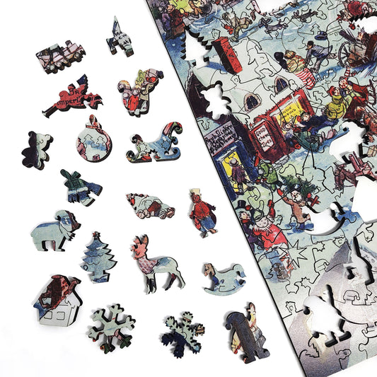 Large Format Wooden Jigsaw Puzzle with Uniquely Shaped Pieces for Seniors and Adults - 230 Pieces - Christmas eve at Yapp's Crossing