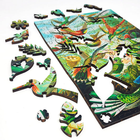 Large Format Wooden Jigsaw Puzzle for Seniors and Adults - Uniquely Shaped Pieces  - 145 Pieces - Hummingbirds