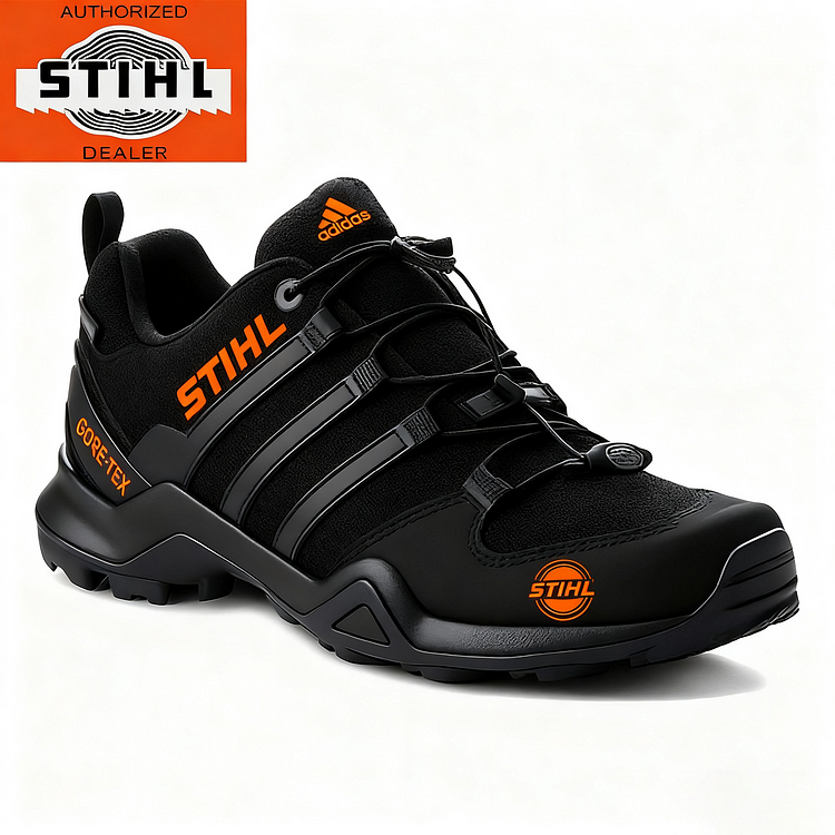 Męskie, wodoodporne i oddychające buty robocze i turystyczne marki adidas® i STIHL, idealne do pracy i aktywności na świeżym powietrzu.