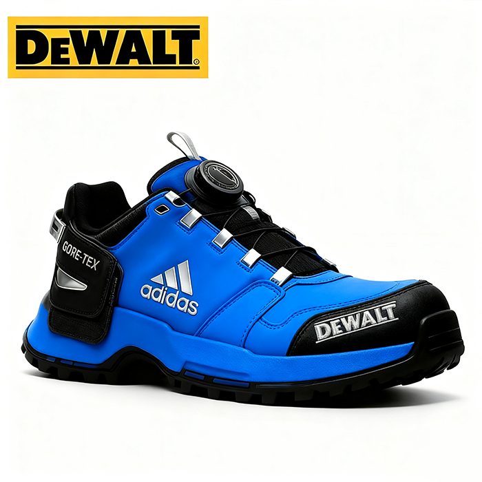 Nepremokavá obuv od značiek Adidas® a DEWALT je perfektnou voľbou do práce aj do prírody.