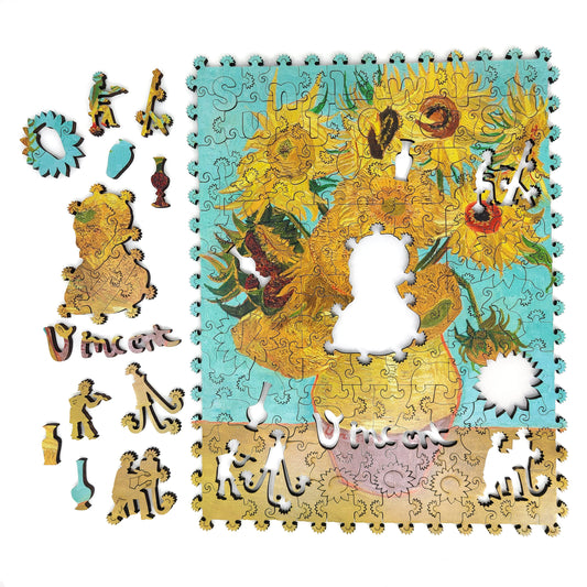 Large Format Wooden Jigsaw Puzzle for Seniors and Adults - Uniquely Shaped Pieces - 170 Pieces - Sunflowers (3rd Version)