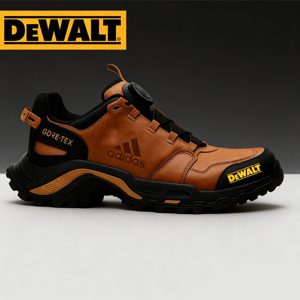 Nepremokavá obuv od značiek Adidas® a DEWALT je perfektnou voľbou do práce aj do prírody.