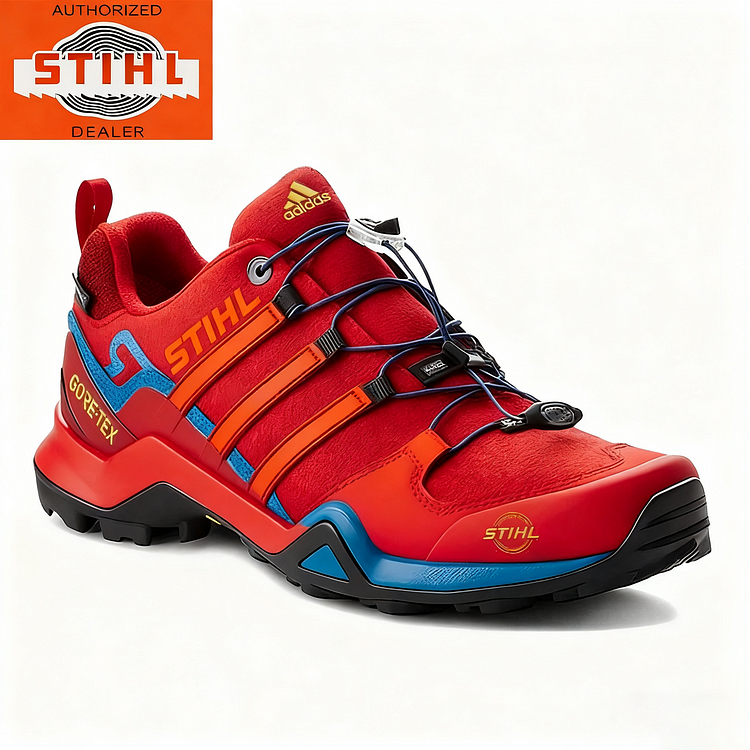 Męskie, wodoodporne i oddychające buty robocze i turystyczne marki adidas® i STIHL, idealne do pracy i aktywności na świeżym powietrzu.