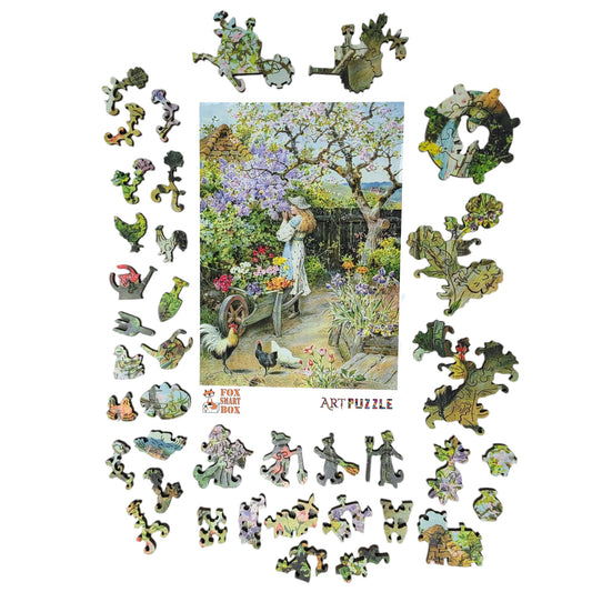 Quebra-cabeça de madeira de grande formato com peças de formato exclusivo para idosos e adultos - 220 peças - Flores da primavera