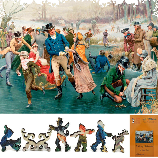 Large Format Wooden Jigsaw Puzzle with Uniquely Shaped Pieces for Seniors and Adults - 255 Pieces - A Merry Christmas