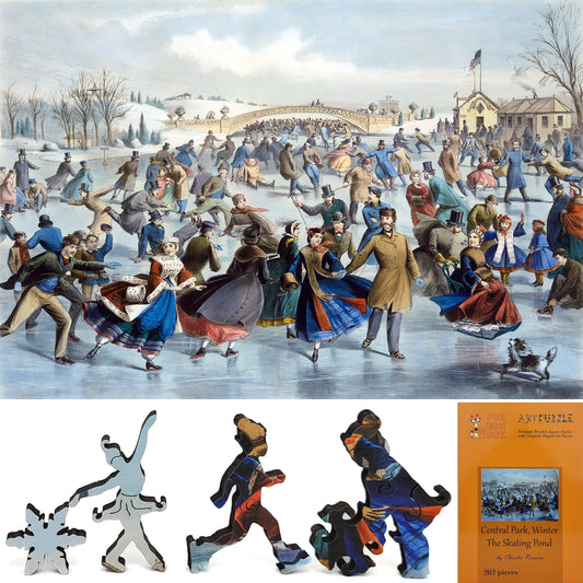 Large Format Wooden Jigsaw Puzzle with Uniquely Shaped Pieces for Seniors and Adults - 262 Pieces - Central Park, Winter – The Skating Pond