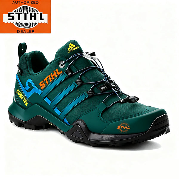 Męskie, wodoodporne i oddychające buty robocze i turystyczne marki adidas® i STIHL, idealne do pracy i aktywności na świeżym powietrzu.
