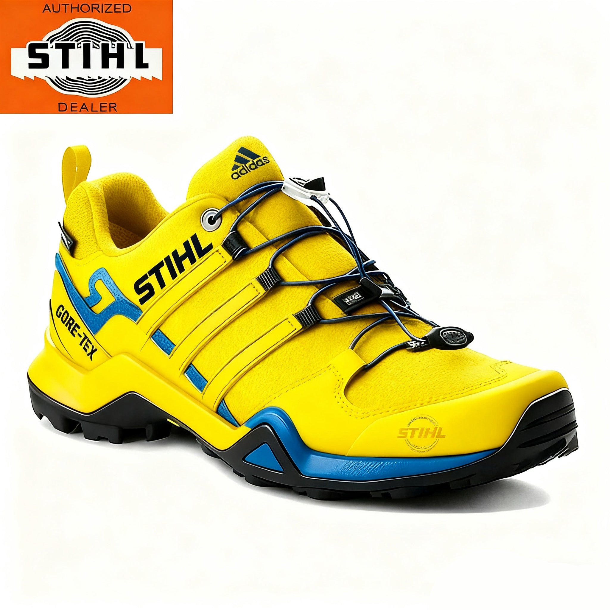 Męskie, wodoodporne i oddychające buty robocze i turystyczne marki adidas® i STIHL, idealne do pracy i aktywności na świeżym powietrzu.