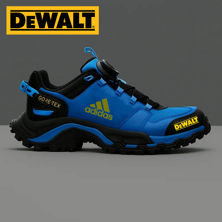 Nepremokavá obuv od značiek Adidas® a DEWALT je perfektnou voľbou do práce aj do prírody.