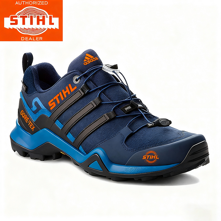 Męskie, wodoodporne i oddychające buty robocze i turystyczne marki adidas® i STIHL, idealne do pracy i aktywności na świeżym powietrzu.