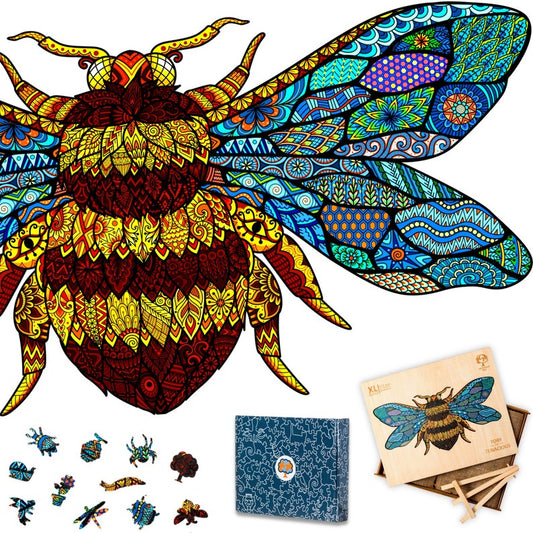 Jigsaw Puzzles for Adults XL 321 Piece (19.7"x9.7") – Bumblebee Wooden Jigsaw Puzzle for Adults by The Puzzled Tree The best