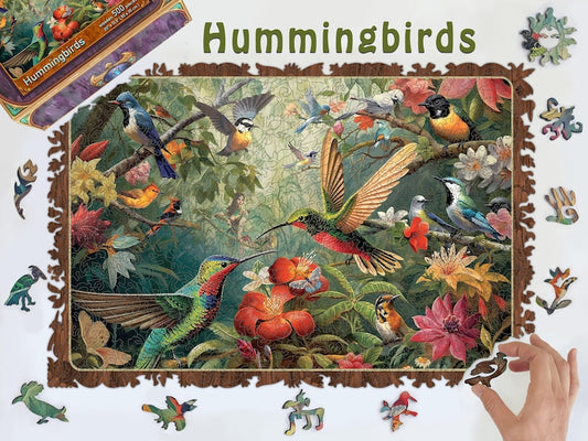 Wooden Jigsaw Puzzles For Adults - Hummingbirds (250-500 pieces) - Nature Puzzle for Kids - Gifts for Women, wedding - Board Game #56