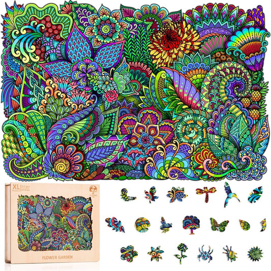 Jigsaw Puzzles for Adults XL 320 Piece (40x27cm) – Flower Garden Wooden Jigsaw Puzzle