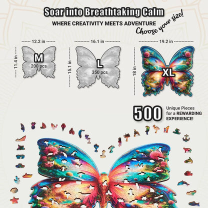 Extra-Thick 5mm Wooden Puzzle for Adults – 500 Pieces | Wood Puzzles Adult with Unique Hand-Shaped Pieces, Butterfly Oasis