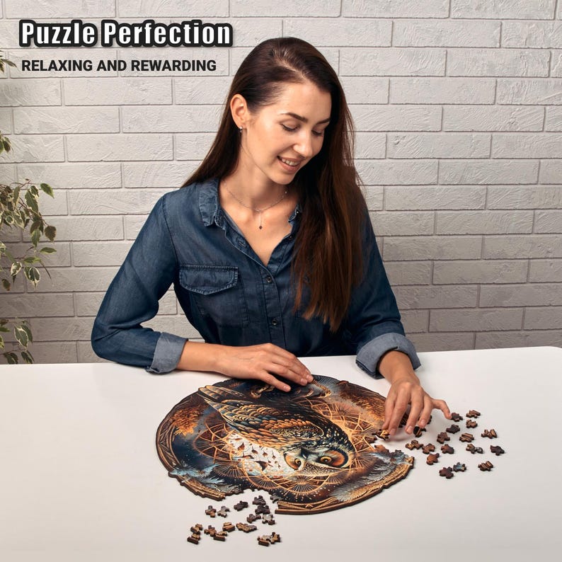 Extra-Thick 5mm Wooden Puzzle for Adults – 500 Pieces | Wood Puzzles Adult with Unique Hand-Shaped Pieces, Whimsical Owl Haven