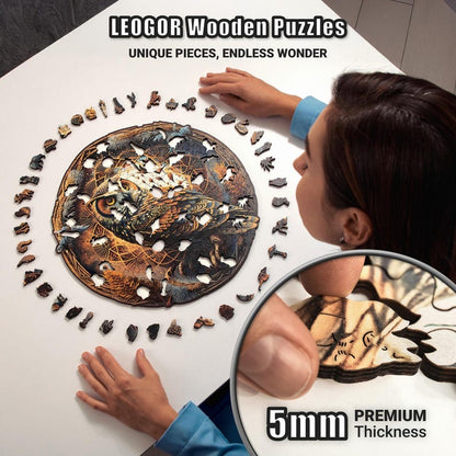 Extra-Thick 5mm Wooden Puzzle for Adults – 500 Pieces | Wood Puzzles Adult with Unique Hand-Shaped Pieces, Whimsical Owl Haven