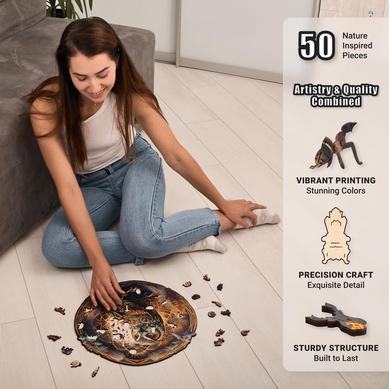 Extra-Thick 5mm Wooden Puzzle for Adults – 500 Pieces | Wood Puzzles Adult with Unique Hand-Shaped Pieces, Whimsical Owl Haven