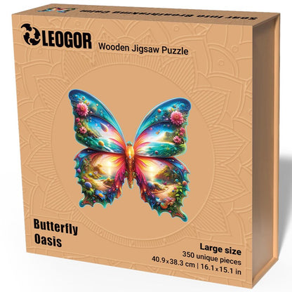 Extra-Thick 5mm Wooden Puzzle for Adults – 350 Pieces | Wood Puzzles Adult with Unique Hand-Shaped Pieces, Butterfly Oasis