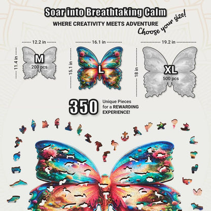 Extra-Thick 5mm Wooden Puzzle for Adults – 350 Pieces | Wood Puzzles Adult with Unique Hand-Shaped Pieces, Butterfly Oasis
