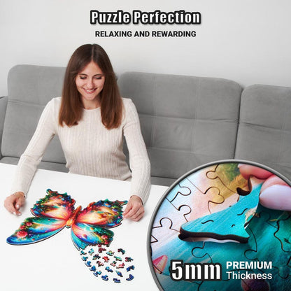 Extra-Thick 5mm Wooden Puzzle for Adults – 350 Pieces | Wood Puzzles Adult with Unique Hand-Shaped Pieces, Butterfly Oasis