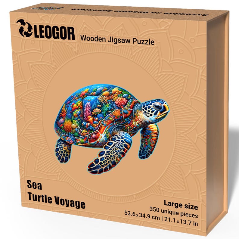 Extra-Thick 5mm Wooden Puzzle for Adults – 350 Pieces | Wood Puzzles Adult with Unique Hand-Shaped Pieces, Sea Turtle Voyage