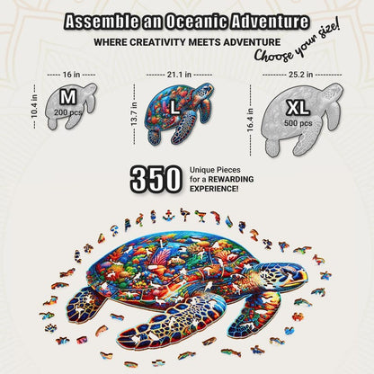 Extra-Thick 5mm Wooden Puzzle for Adults – 350 Pieces | Wood Puzzles Adult with Unique Hand-Shaped Pieces, Sea Turtle Voyage