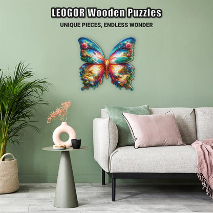 Extra-Thick 5mm Wooden Puzzle for Adults – 350 Pieces | Wood Puzzles Adult with Unique Hand-Shaped Pieces, Butterfly Oasis