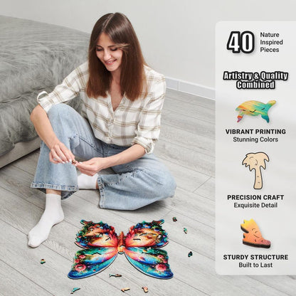 Extra-Thick 5mm Wooden Puzzle for Adults – 350 Pieces | Wood Puzzles Adult with Unique Hand-Shaped Pieces, Butterfly Oasis