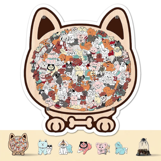 Dog Shaped Wooden Puzzle, Cute Dogs Jigsaw Puzzle for Adults, Dog Lover Gift, Unique Animal Puzzle, Challenging Family Game