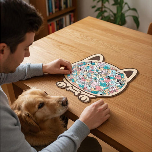 Dog Shaped Wooden Puzzle, Cute Dogs Jigsaw Puzzle for Adults, Dog Lover Gift, Unique Animal Puzzle, Challenging Family Game