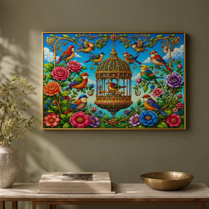 Wooden Jigsaw Puzzle for Adults, Birds & Blossoms, Hidden StoryPieces, Bird Lover Gift