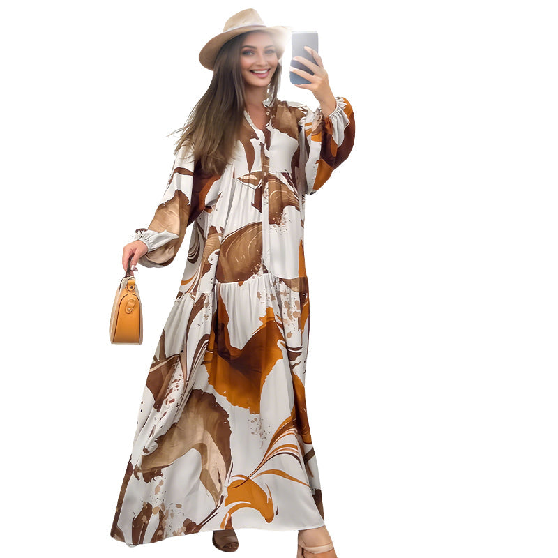 👗 50% ZĽAVA! 🌸 Dámske maxi šaty s kvetinovým vzorom a výstrihom do V – splývavá látka, romantický dizajn a ideálny na leto ☀️