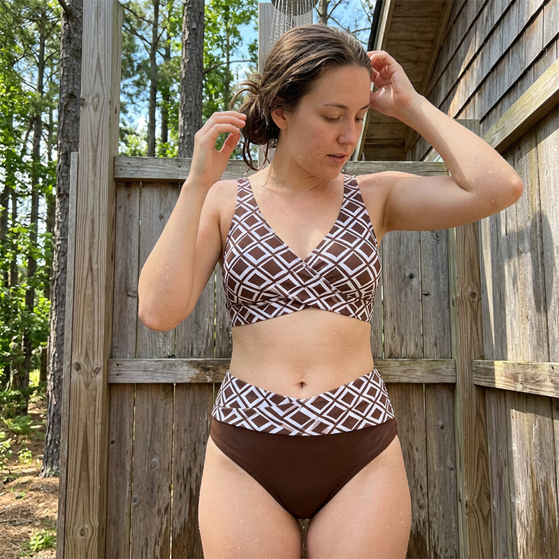 👙🌊Dámský dvoudílný bikini set s vysokým pasem